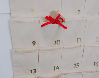 Minimalistic Advent calendar with pockets. Personalized