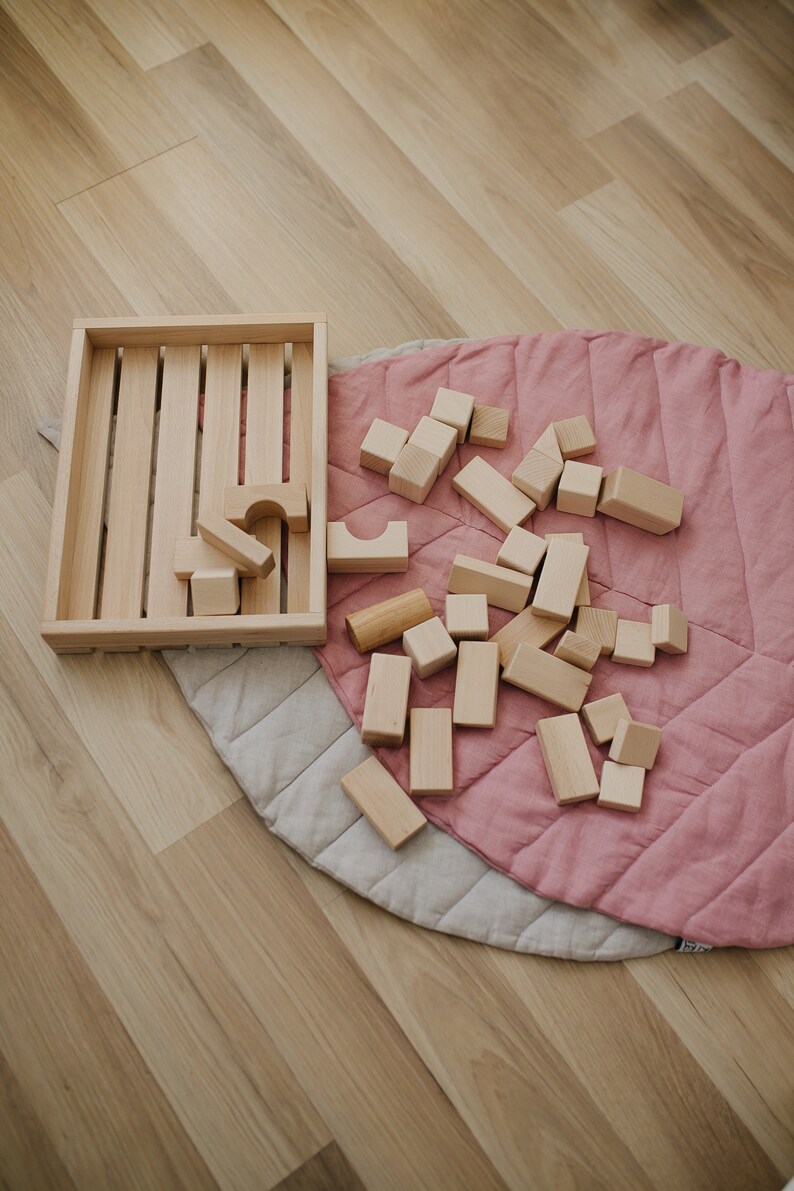 Wood Building Blocks Set Wooden Toy Montessori Wood Blocks Etsy