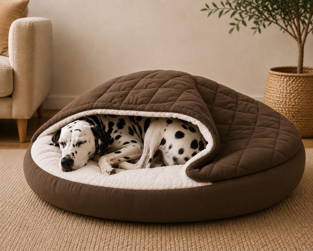 Luxury Dog Cave Bed | Washable Hooded Pet Bed for Large Dogs | Cozy ...