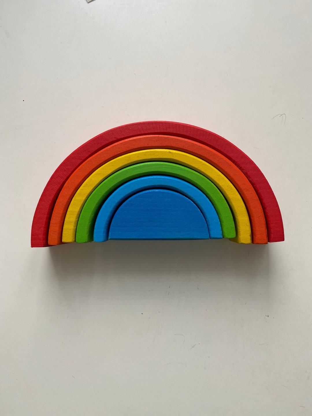 Wooden Rainbow Stack Montessori Puzzle Wooden Arch Toy Organic Wooden ...