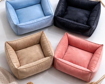 Modern Velvet Dog Bed, Minimalist Floor Pet Furniture, Large Dog Couch, Handmade in Ukraine