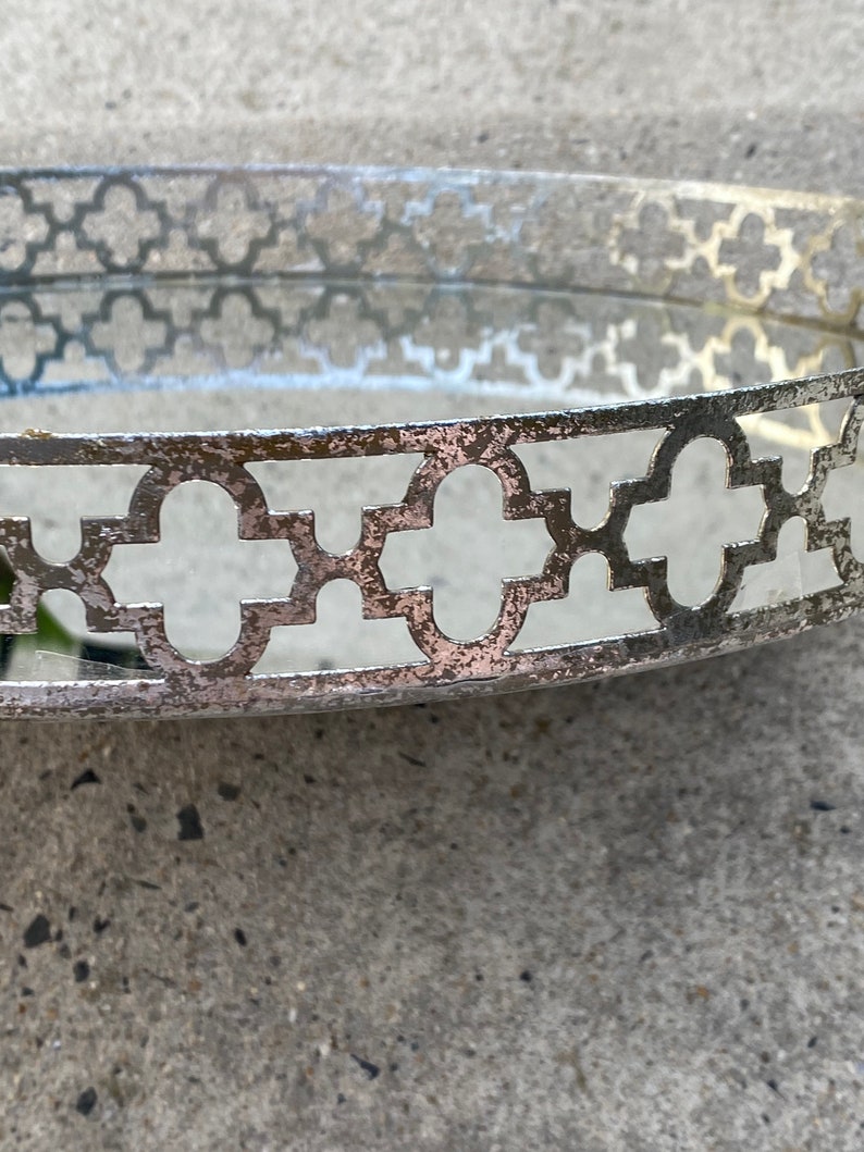 Vintage Round Silver Decorative Tray 20 This Has a Silver Etsy