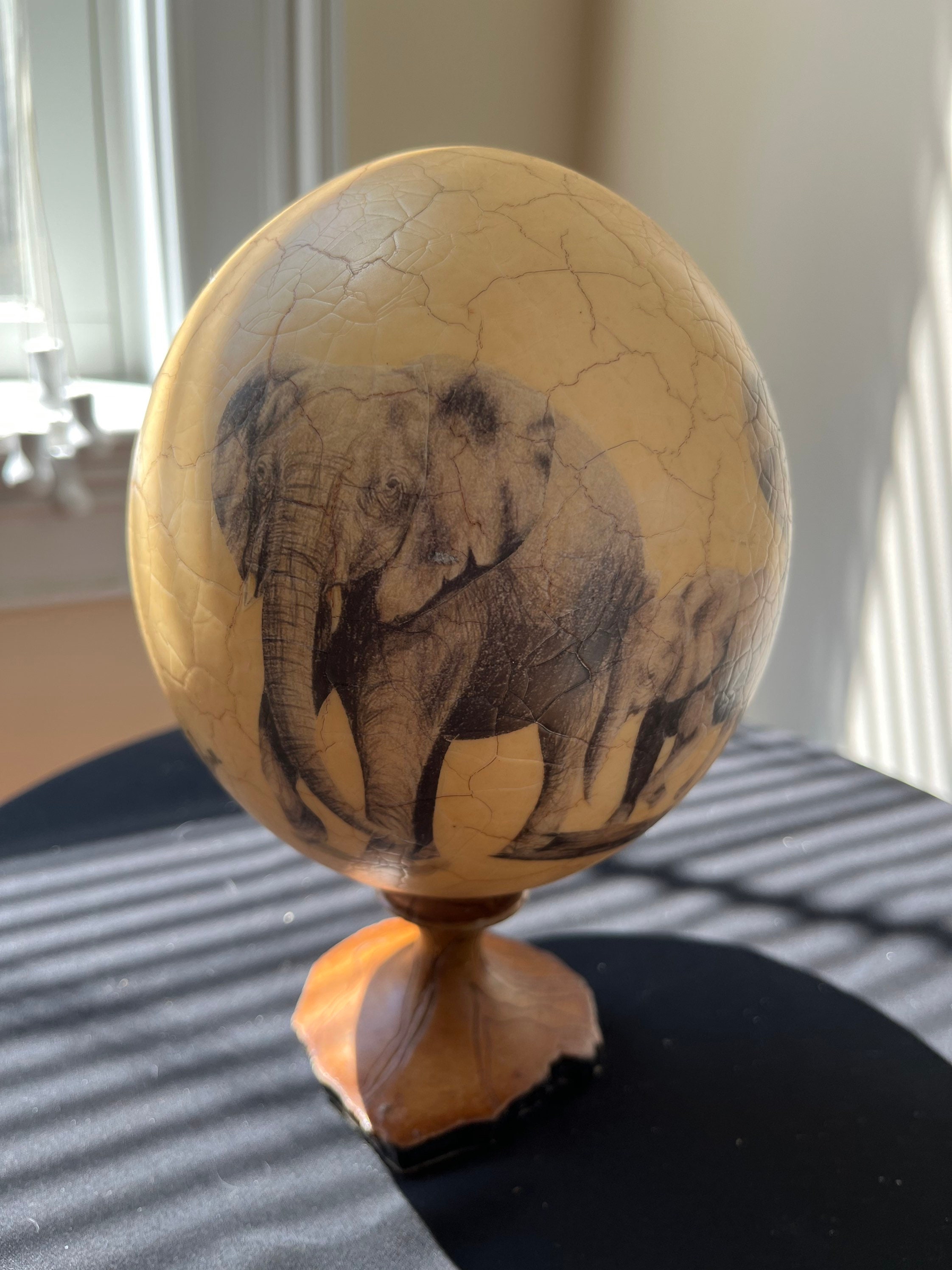 Ostrich egg decoupage made by famous African artist Sherry Rowe.This is