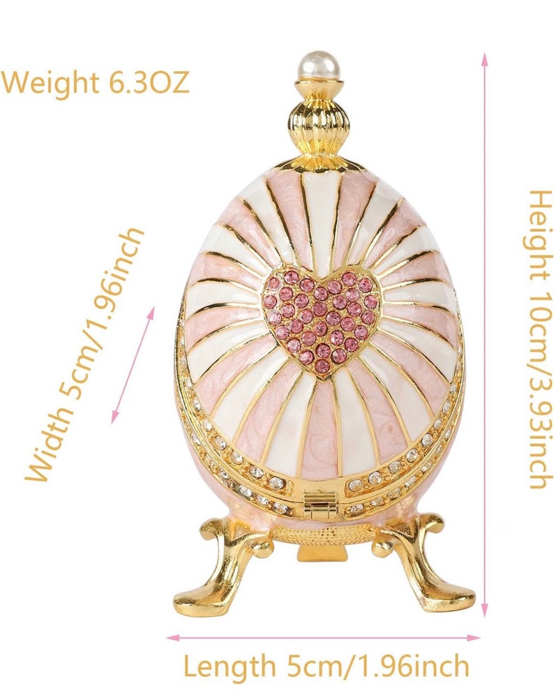 Pink Faberge Egg Trinket Boxes Hinged With Love Shape Etsy