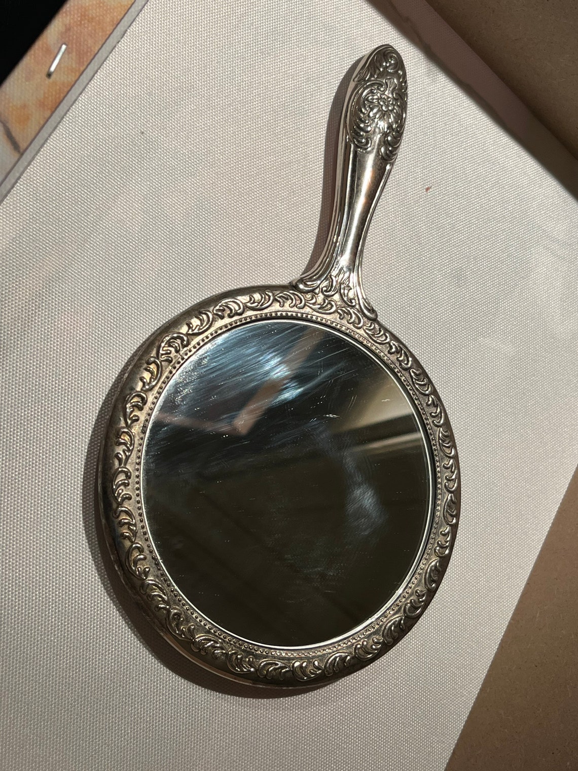 Vintage Hand Mirror Silver Plated Very Ornate. This is in Etsy