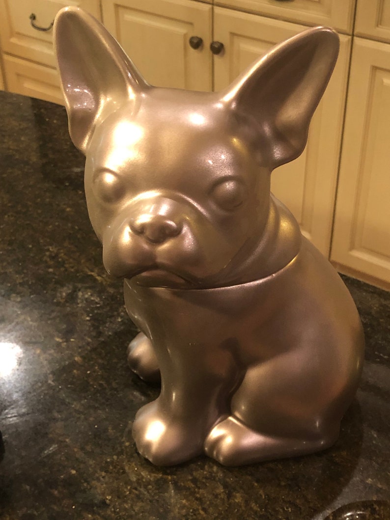 Taupe Ceramic French Bulldog Cookie Jar