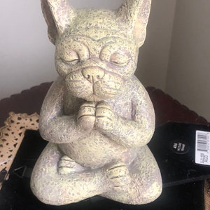 French Bulldog yoga meditation position. This is so cute to put in a studio or gift to French Bulldog lovers 4 tall resin figurine.namaste.