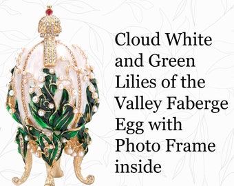 Faberge Replik neu für den Sommer diese herrlichen drei Portraits und grünes Gartenei. Dies ist ein Lillies of the Valley Portrait, Geschenk, Dekor