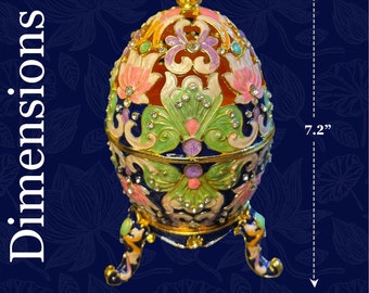 Exquisite Faberge-inspired egg with a lotus design, floral colors, and Austrian  crystals. A must-have for collectors and décor enthusiasts