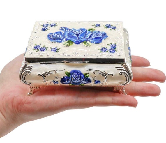 Silver and Navy Blue Trinket/jewelry box. This is… - image 2
