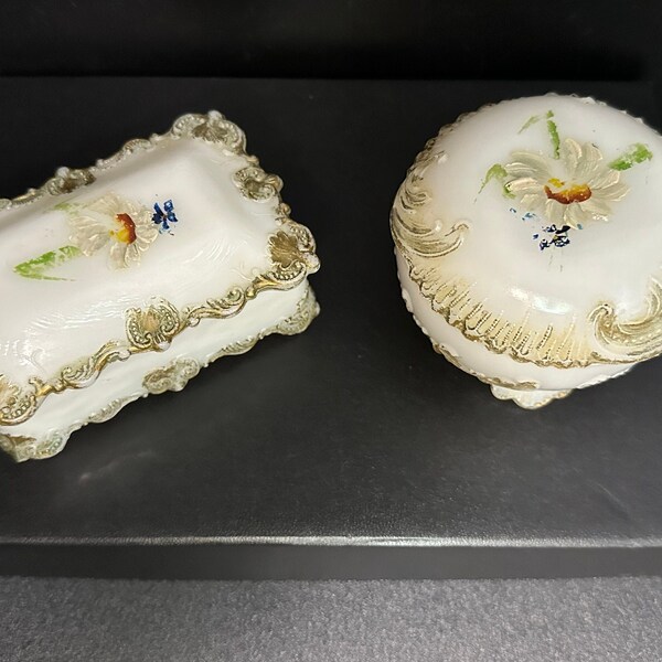 Milk Glass Jewelry Box Etsy