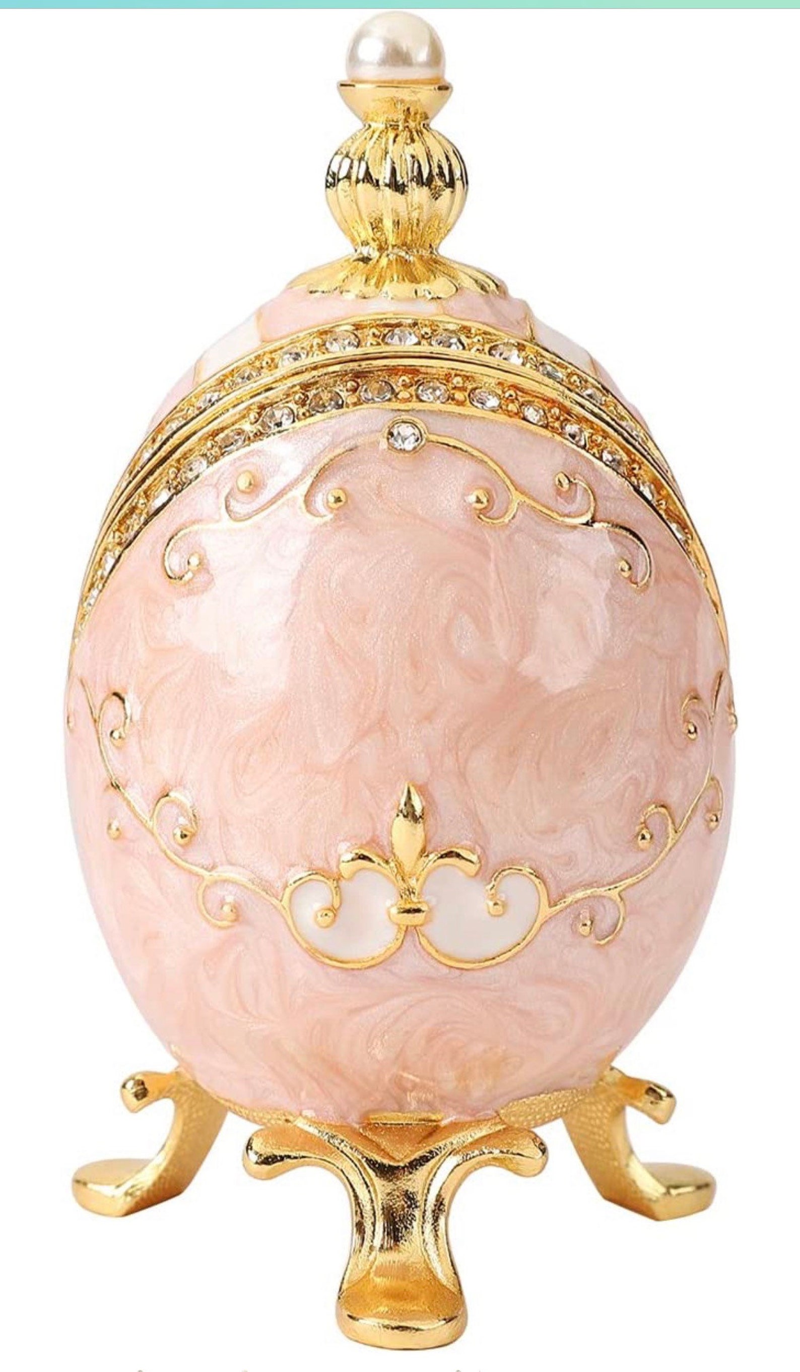 Pink Faberge Egg Trinket Boxes Hinged With Love Shape Etsy