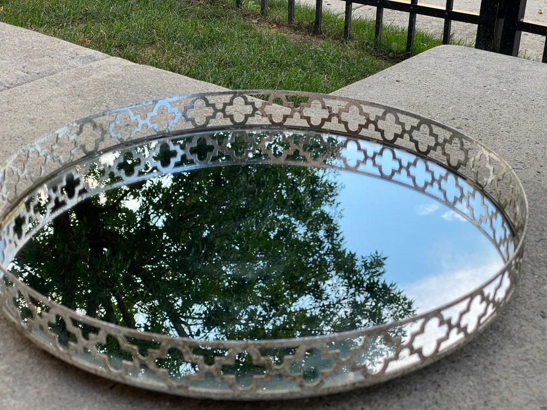 Vintage Round Silver Decorative Tray 20 This Has a Silver - Etsy