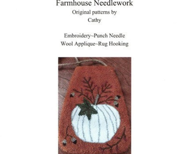 Digital Punchneedle Pattern--White Pumpkin Pouch