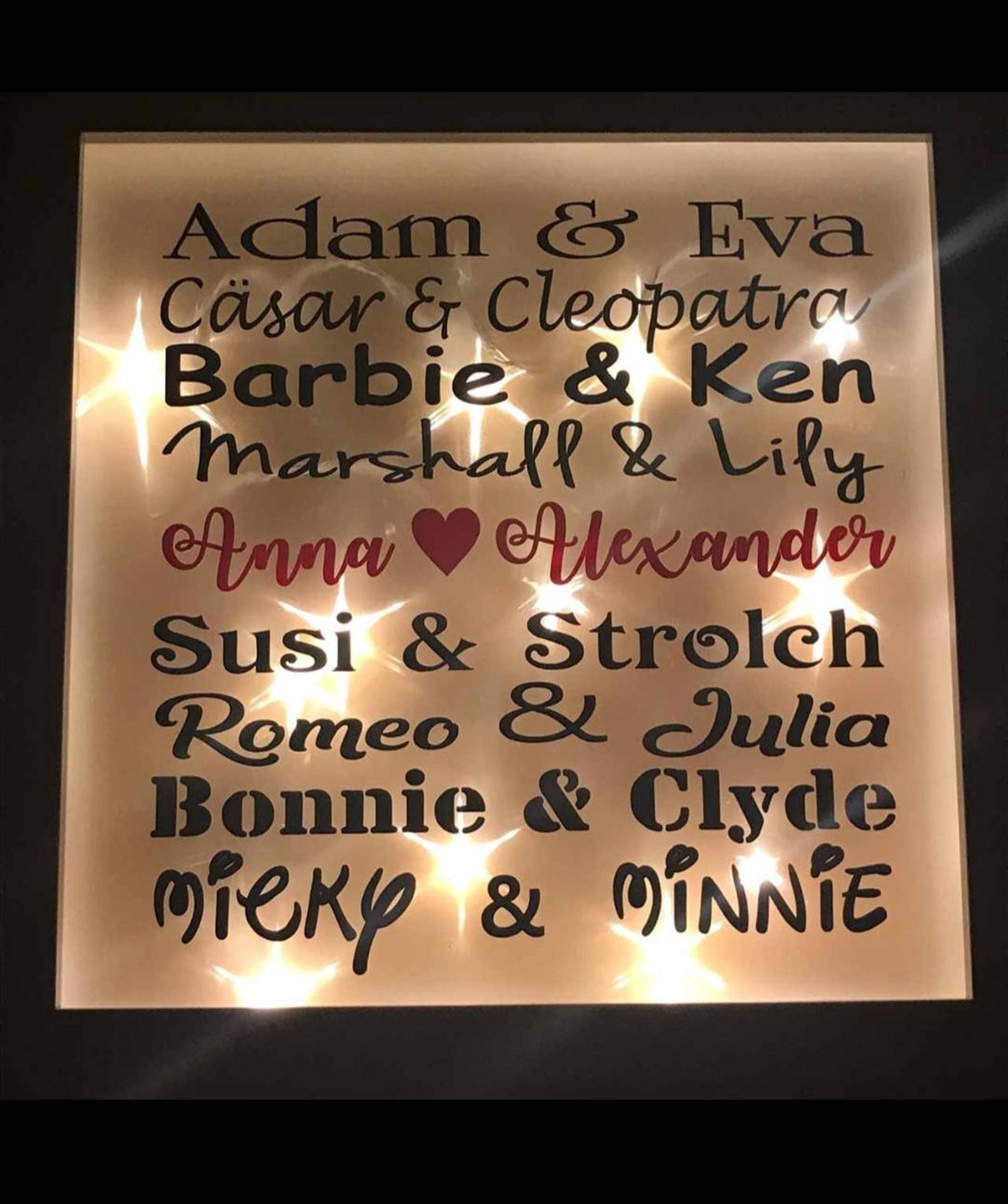 Leuchtrahmen als Geschenk zur Hochzeit Etsy
