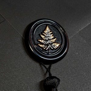 Black Wax Seals: Fern Design, Gothic Botanical Stickers, Wedding Stationery