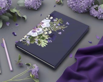 Orchid Spine Hardcover Journal | Lavender Sage Edition | Pressed Flower Botanical Notebook