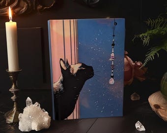Black Cat SunCatcher Hardcover Journal | Mystical Feline Notebook