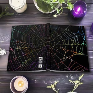 Web of Colors Spiderweb Hardcover Journal, Black Goth Notebook, Unique Spider Web Stationery Gift image 6