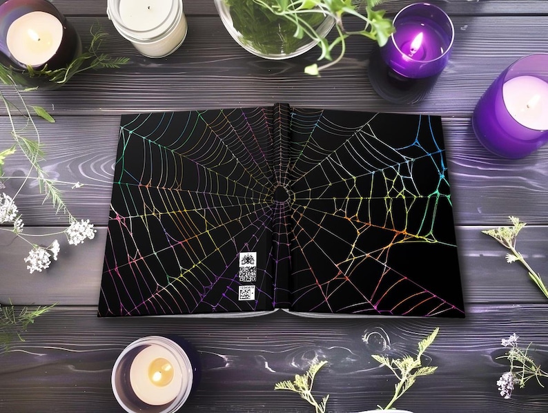 Web of Colors Spiderweb Hardcover Journal, Black Goth Notebook, Unique Spider Web Stationery Gift image 6