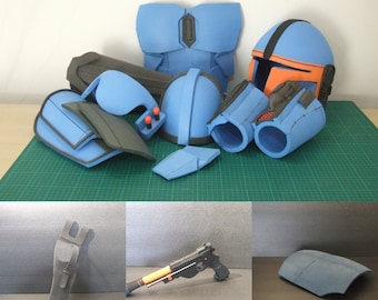 Mandalorian Armour Complete Beskar Armor and Blaster Template Set , EVA Foam Mandalorian Template Patern, DIY Make it yourself