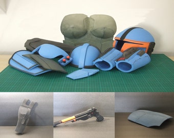 Mandalorian Female Din Beskar Armor and Blaster Template Set , EVA Foam Mandalorian Template Patern, DIY Make it yourself