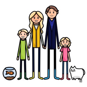 DIGITAL ONLY /Custom cartoon Portrait / personalised family illustration/