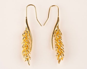 Vintage, Gold, Geometric Earrings, Wheat, Earrings, Dangle Earrings, Cottage Core, 21st Birthday Gift for Her, Dark Souls, Fairy Grunge