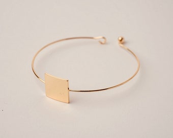 Gold, Square, Bracelet, 21st Birthday Gift For Her, Matching Bracelets, Trending Now, Couples Bracelet, Long Distance Relationship Gift