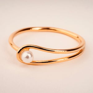 Pearl Ring, Stacking Rings Gold, Gold Jewelry, Minimalist Ring, Tiny Ring, Thin Ring, Simple Ring, Dainty Pearl Rings, Gift For Her