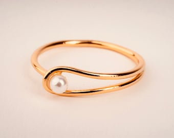 Pearl Ring, Stacking Rings Gold, Gold Jewelry, Minimalist Ring, Tiny Ring, Thin Ring, Simple Ring, Dainty Pearl Rings, Gift For Her