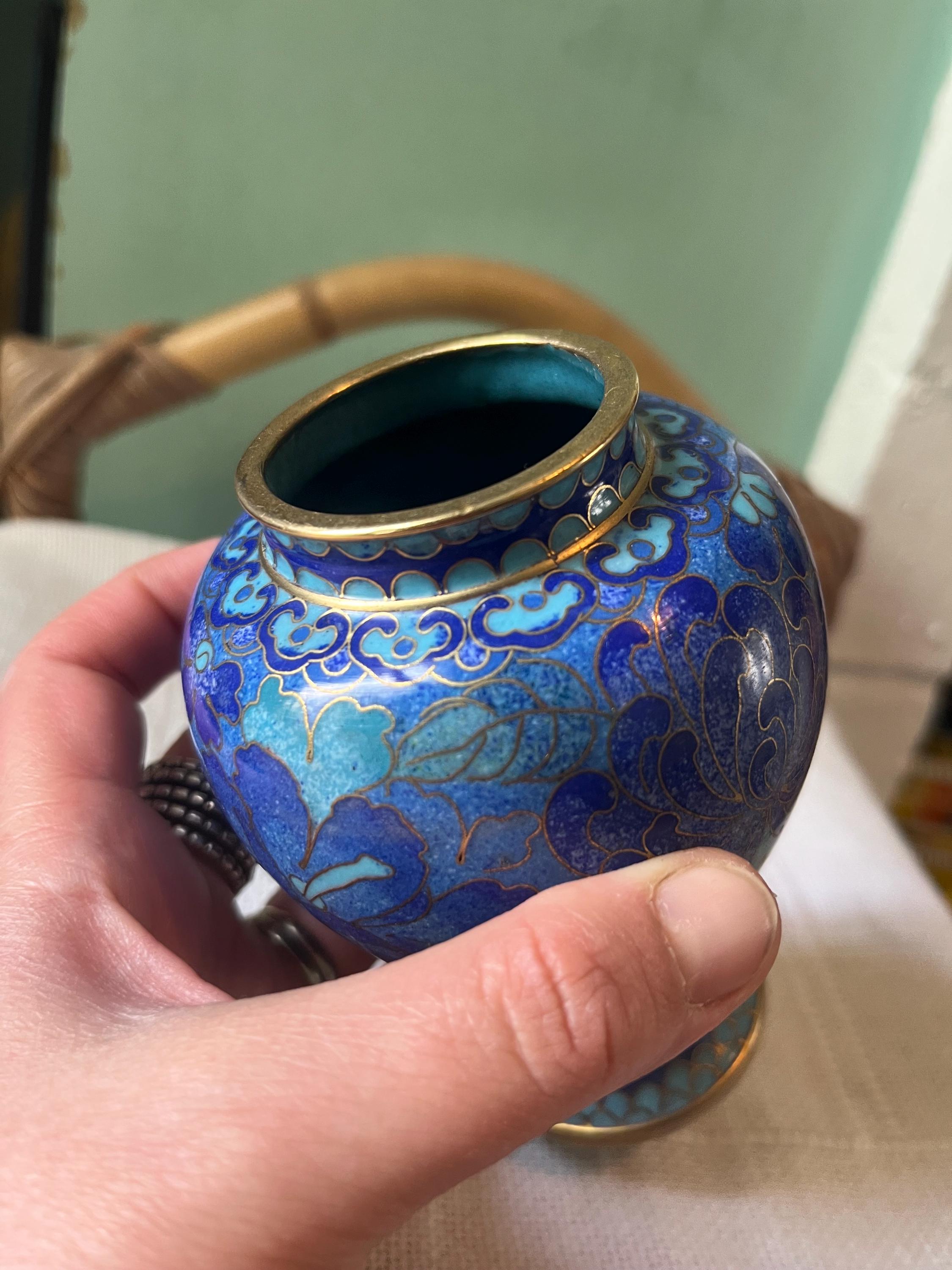 淡い青色 陶器 花瓶 ヴィンテージ ブルー クロワゾネ 花瓶 - Etsy 日本