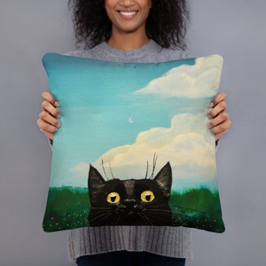 Cat Pillow | Black Cat Pillow | Cat Throw Pillow | Cat Accent Pillow | Cat Couch Pillow | Cat Cushion