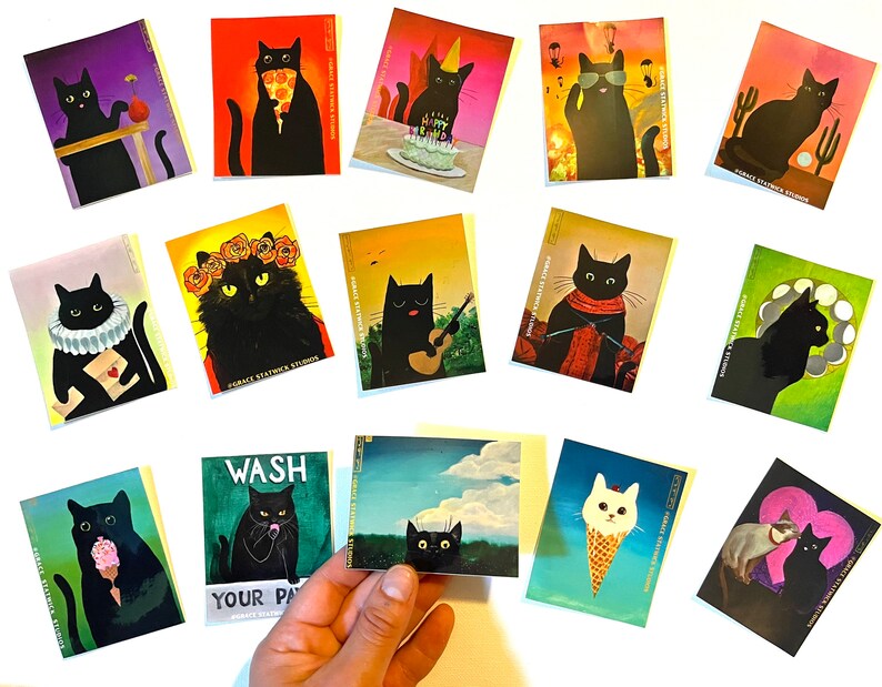 Black Cat Sticker Pizza Cat Cat Sticker Cat Vinyl Etsy