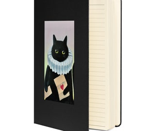 Black Cat Hardcover Journal: Lined Cream Paper Notebook