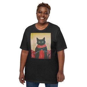 Black Cat T-Shirt - Knitting | Short-Sleeve Unisex T-Shirt | Cat Art | Cat Lovers Tee-Shirt