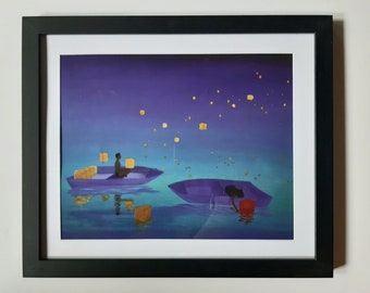 Purple Art Print | Romantic Original Acrylic Painting | Colorful Landscape Art