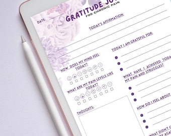 Chronic Pain Gratitude Journal, Chronic Illness Health Care Planner Digital, Spoonie Planner