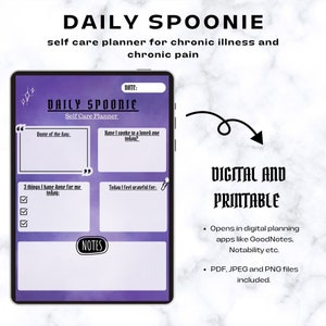 Chronic Illness Planner Printable, Spoonie Self Care, Chronic Pain Journal, Healthcare Planner, Medical Binder Printable