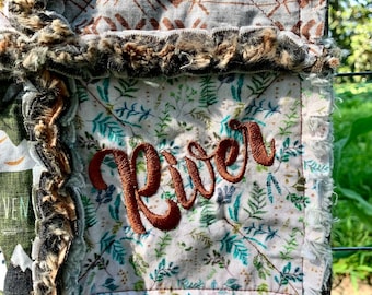 Custom Baby Blanket • Rag Quilt • Your Theme • Embroidered Name