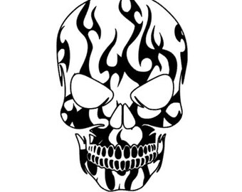 Download Flaming Skull Decal Etsy
