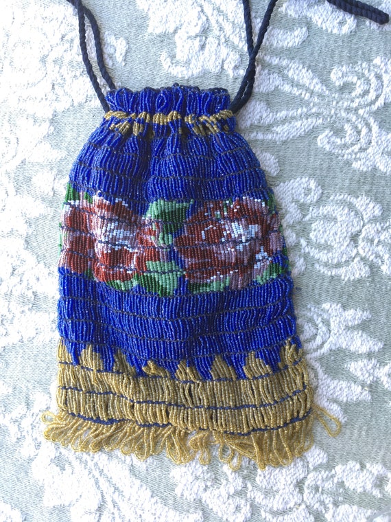 Vintage Beaded Purse, Art Deco Beaded Purse, Antiq
