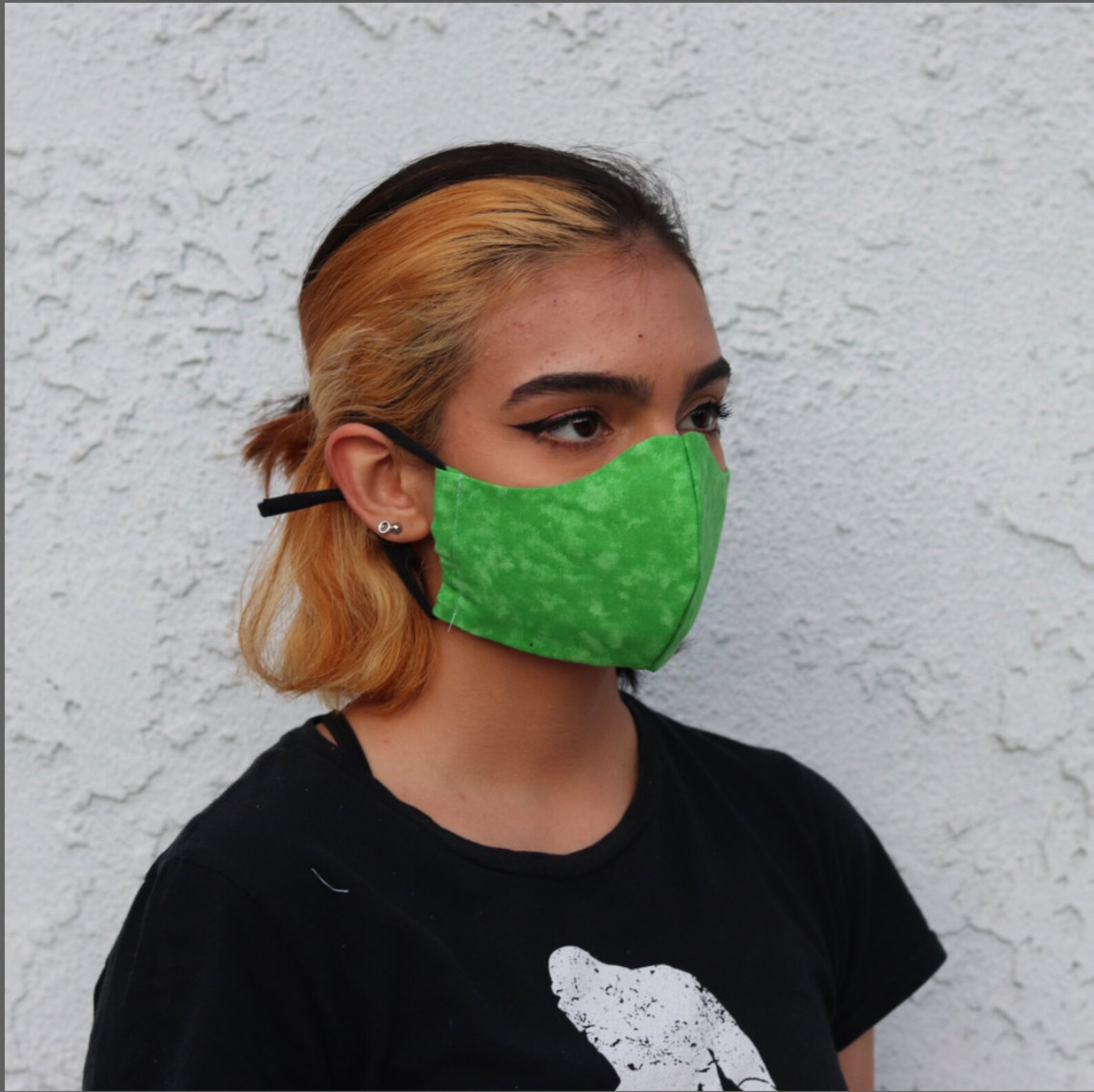 Green Print Face Mask 100 Cotton Etsy