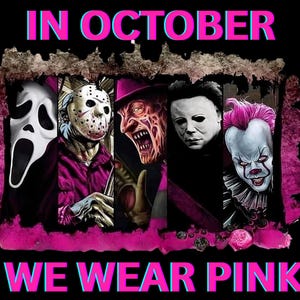 Pink Horror Characters PNG: Brustkrebsbewusstsein (Digitaler Download
