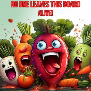 Funny Vegetable Cutting Board PNG: Sublimation Design (Digital Download)