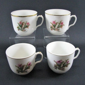 Charles Field Haviland Limoges Moss Rose Antique Porcelain Cups Set of 4
