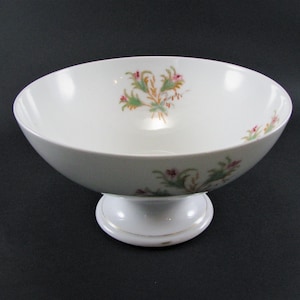 Charles Field Haviland Limoges Moss Rose Porcelain Footed Fruit Punch Bowl ca. 1876