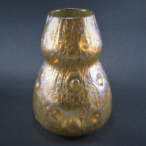 Loetz Orange Astglas Iridescent Double Gourd Art Glass Vase ca. 1899 Large