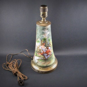 Royal Bayreuth Tapestry Vase Courting Scenes Lamp Not Working 9.25"