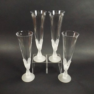 Sasaki Crystal Wings Figural Champagne Flutes Set of 4